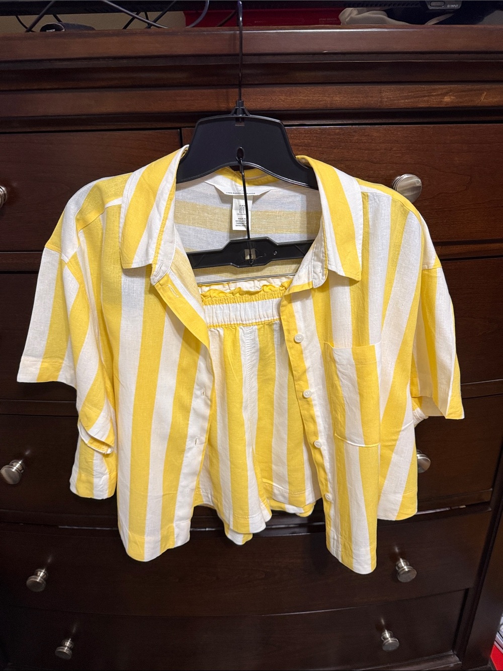 H&M Yellow and White Striped Two-Piece Set